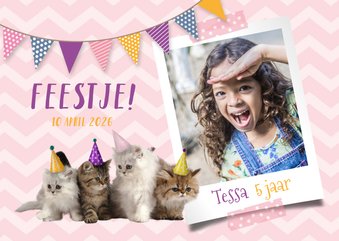 Uitnodiging kinderfeestje met foto en kittens