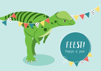 Uitnodiging kinderfeestje met vrolijke dino