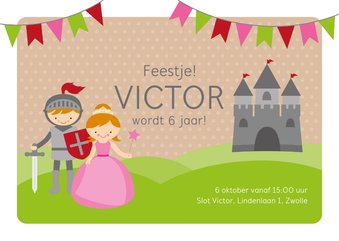 Uitnodiging kinderfeestje ridders en prinsessen