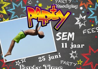 Uitnodiging kinderverjaardag stoer graffiti Party