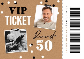 Uitnodiging kraft VIP ticket foto confetti entree