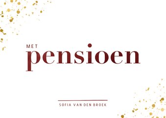 Uitnodiging met pensioen in waterverf met goud spetters