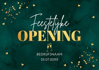 Uitnodiging opening nieuwe zaak groen goudlook