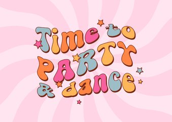 Uitnodiging roze groovy funky feestje dance party sterren