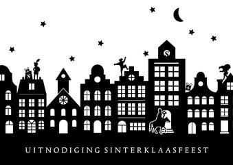 Uitnodiging Sinterklaasfeest of pakjesavond grachtenpandjes