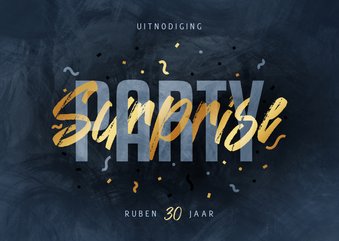 Uitnodiging surpriseparty vrolijk met confetti