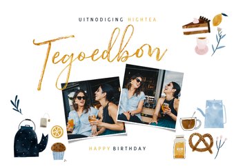 Uitnodiging Tegoedbon High Tea illustraties en foto's