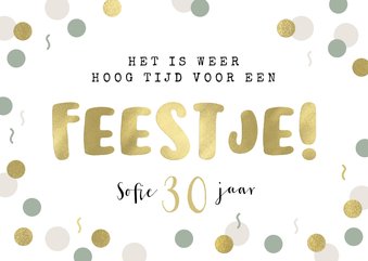 Uitnodiging tijd voor een feestje confetti goud stijlvol