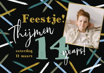 Uitnodiging verjaardag feestje kaarsjes stoer met foto