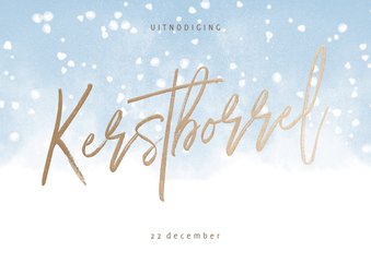 Uitnodiging voor kerstborrel met waterverf en sneeuw