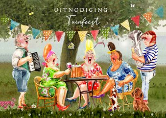 Uitnodigingskaart feestje met muzikanten
