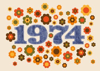 Uitnodigingskaart seventies flowerpower 1974