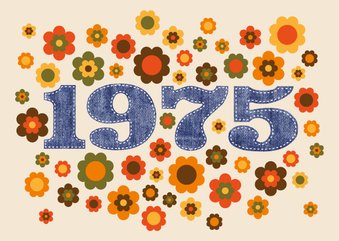 Uitnodigingskaart seventies flowerpower 1975