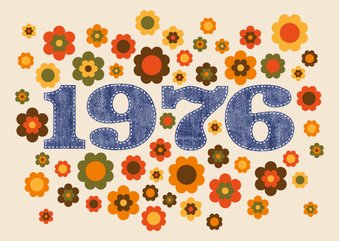 Uitnodigingskaart seventies flowerpower 1976