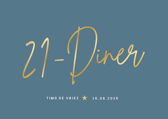 Uitnodigingskaart voor een 21 diner van een jongen
