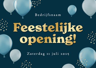 Uitnodigingskaart zakelijk feestelijke opening ballonnen