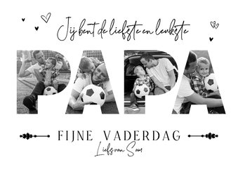 Vaderdag fotokaart liefste papa hartjes zwart wit stoer