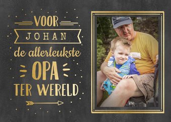 Vaderdag handlettering kaart voor opa met naam - zwart goud