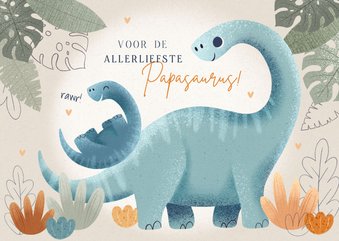 Vaderdag kaart papasaurus met dino's blaadjes en hartjes