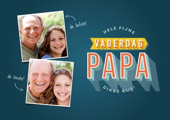 Vaderdag kaart typografie hele fijne vaderdag papa en foto's