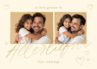 Vaderdagkaart 2 foto's goud met inkt hartjes