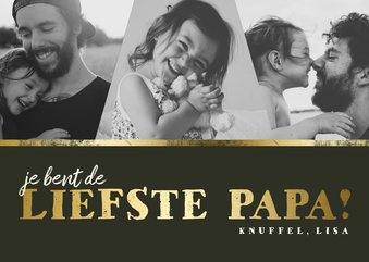 Vaderdagkaart fotocollage 'liefste papa' goud