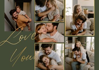 Vaderdagkaart 'Love You!' goud fotocollage 6 foto's