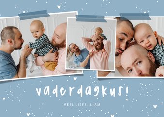 Vaderdagkaart vaderdagkus hartjes met 3 foto's