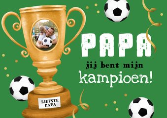 Vaderdagkaart voetbal beker kampioen slingers foto