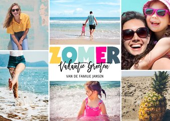 Vakantie kaart zomer letters