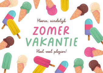 Vakantiekaart fijne vakantie ijsjes zomervakantie
