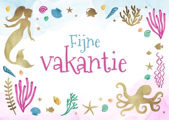 Vakantiekaart fijne vakantie zeemeermin onderwater meisje