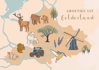 Vakantiekaart Gelderland illustraties