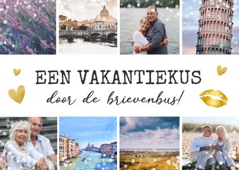 Vakantiekaart kus door de brievenbus - fotocollage 8 foto's