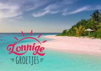 Vakantiekaart zonnige groetjes strand