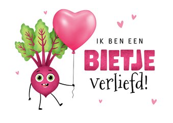 Valentijnskaart bietje verliefd grappig hartjes