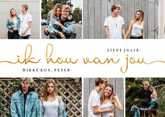 Valentijnskaart fotocollage gouden tekst