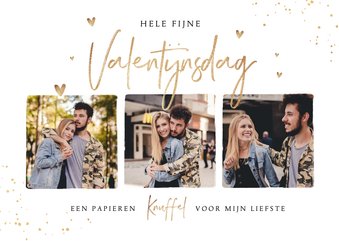 Valentijnskaart fotocollage hartjes goud spetters