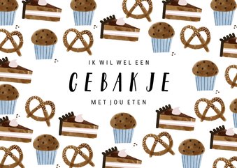 Valentijnskaart Gebakje eten met jou illustratie