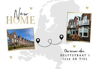 Verhuiskaart new home nieuwe woning goud foto landkaart