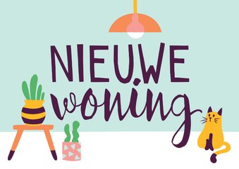 Verhuiskaart nieuwe woning cactus poes