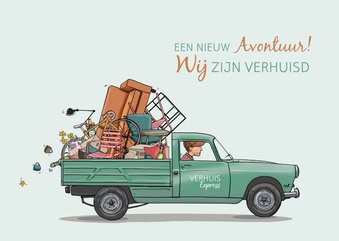 Verhuiskaart Peugeot 404 pick-up groen