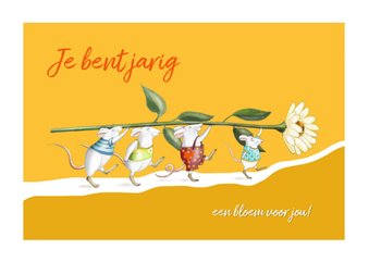 Verjaardag - Muisjes met bloem