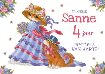 Verjaardagkaart van poes molly voor echte prinsessen