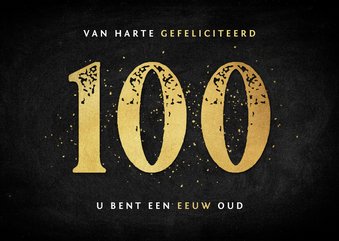 Verjaardagskaart 100 jaar eeuw goud spetters foto