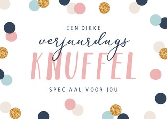 Verjaardagskaart confetti goud feest dikke knuffel