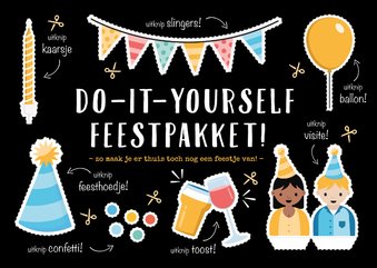 Verjaardagskaart do-it-yourself uitknip feestpakket 