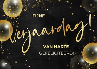 Verjaardagskaart feestelijk met gouden ballonnen