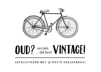 Verjaardagskaart fietsen wielrennen - niet oud maar vintage