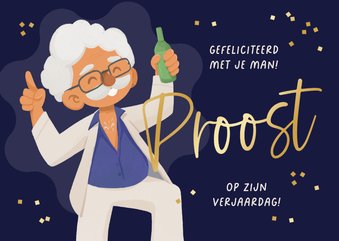 Verjaardagskaart gefeliciteerd man oud grappig bier confetti